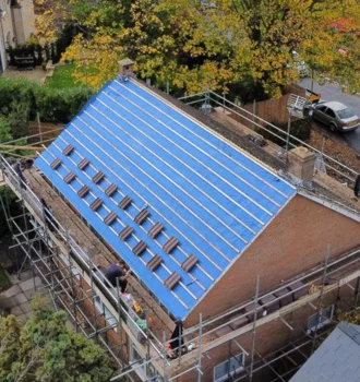 New tiled roof installation
